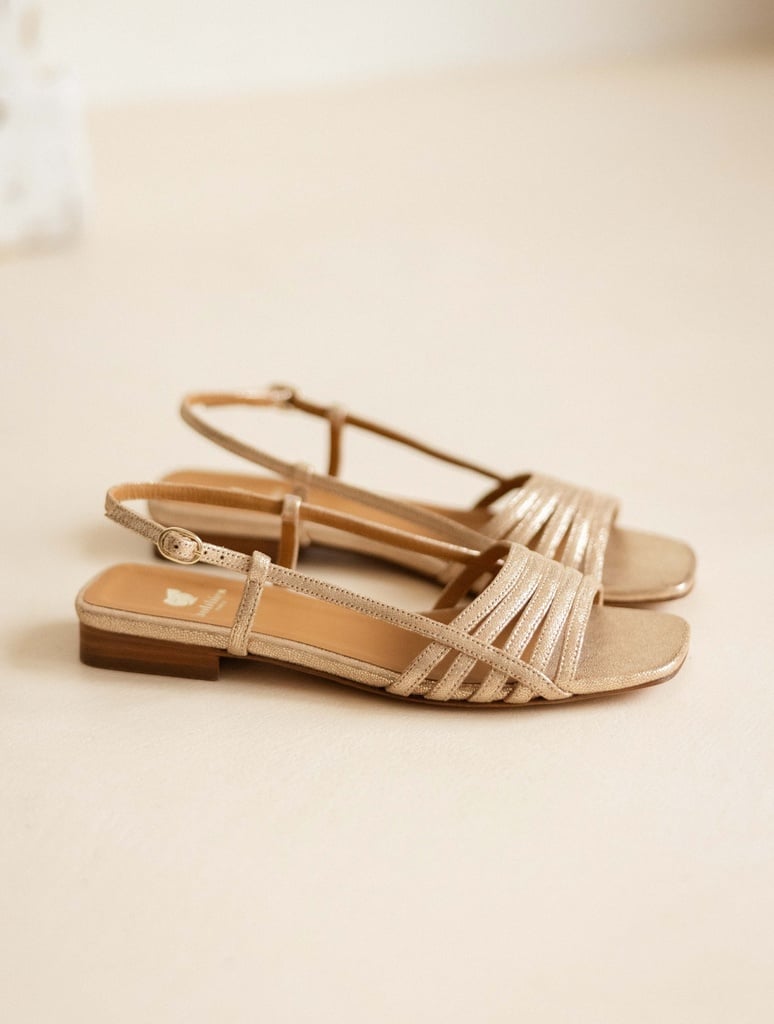 Flat Sandals : Diana - Iridescent Champagne