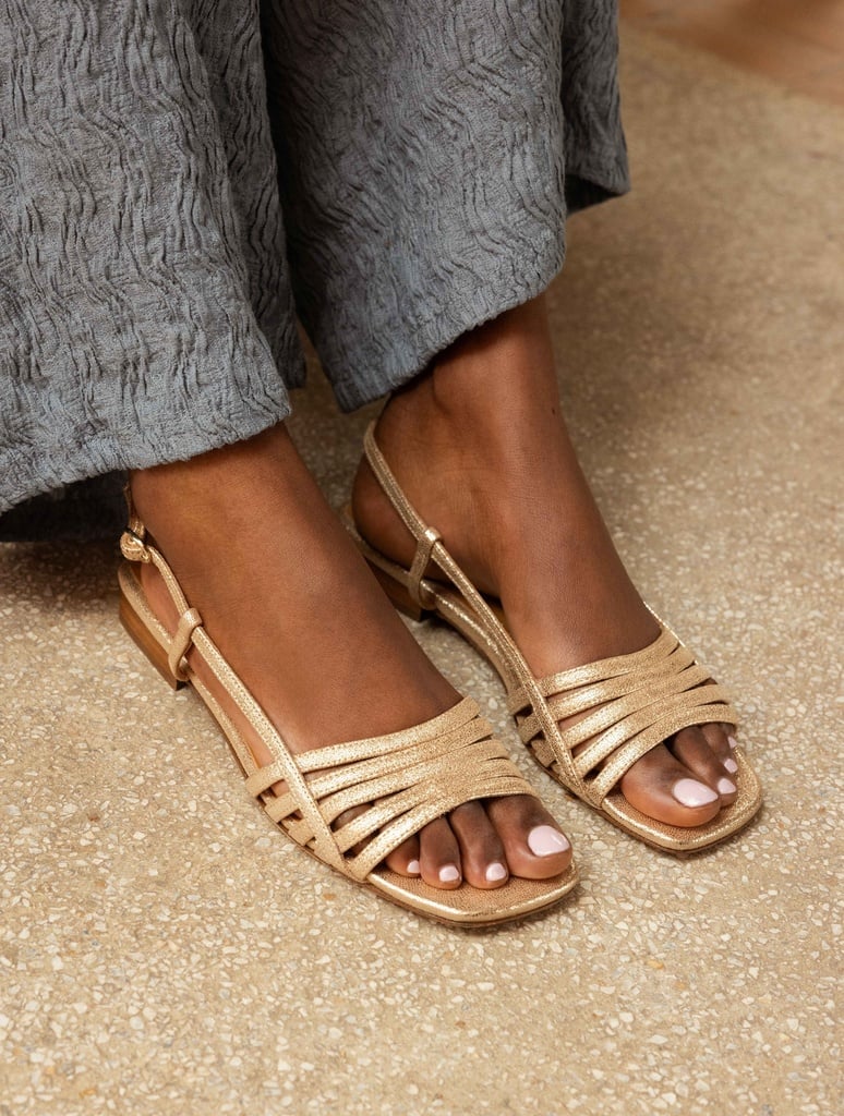Flat Sandals : Diana - Iridescent Champagne