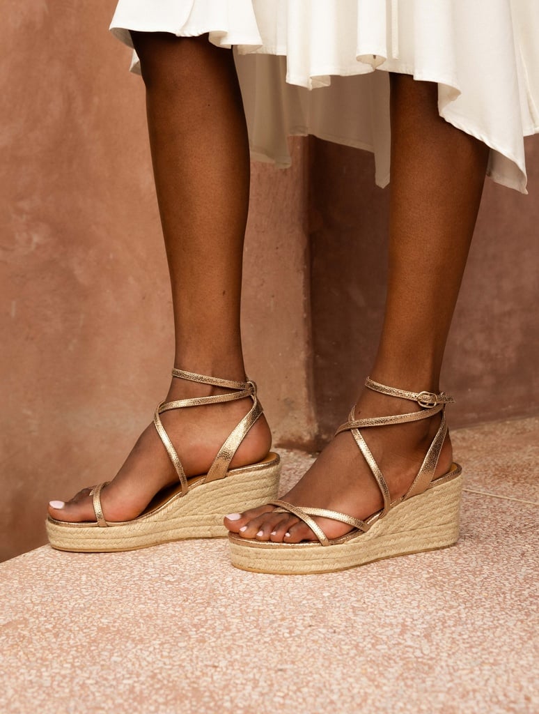 Espadrille Wedges : Irène - Sepia Gold