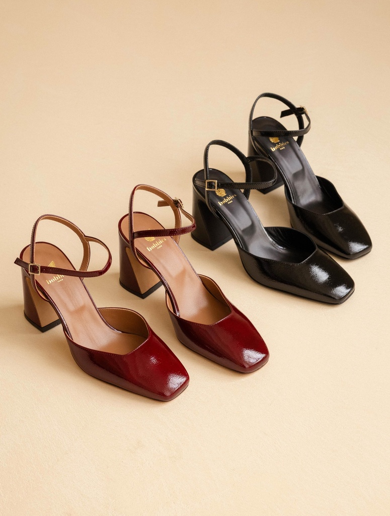 マキシモ社　マリリン　ニューハート　マーメイド Women's black patent leather high-heel Mary Jane pumps | Marfa