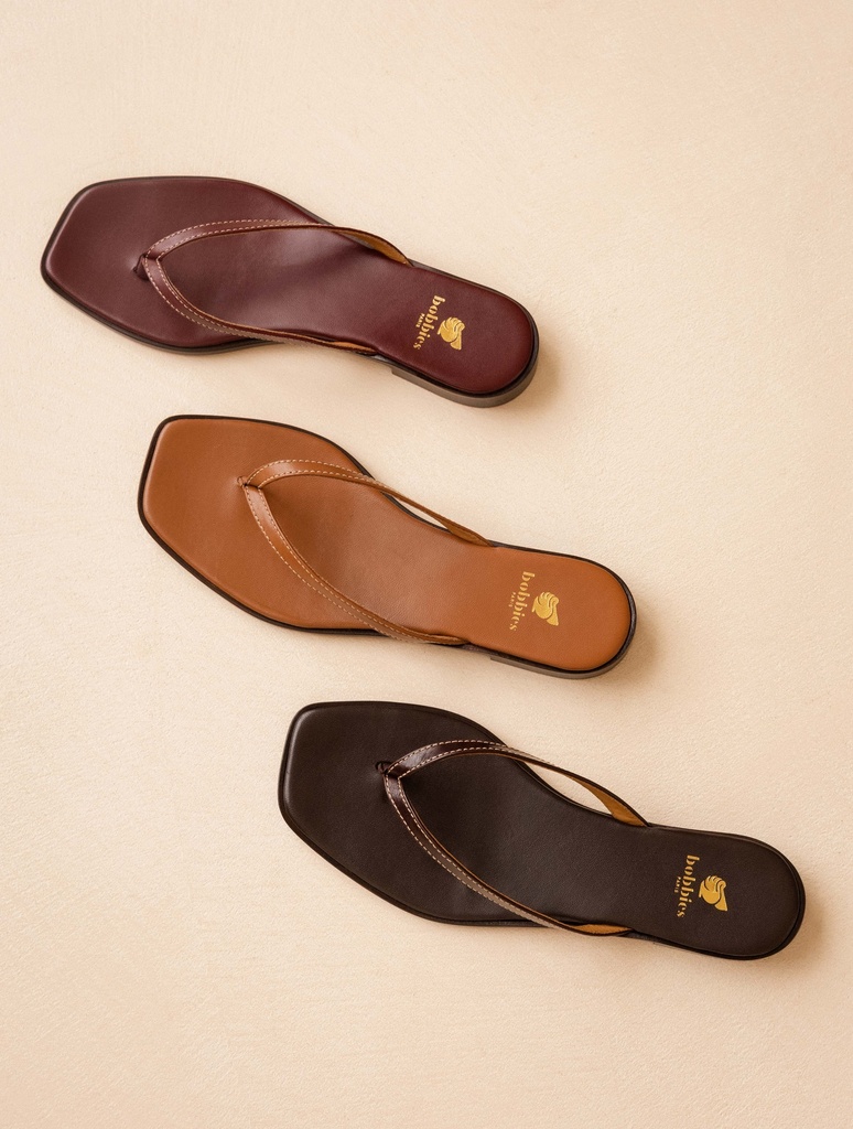 Women's burgundy leather thong sandals | Sol Garnet | Bobbies
