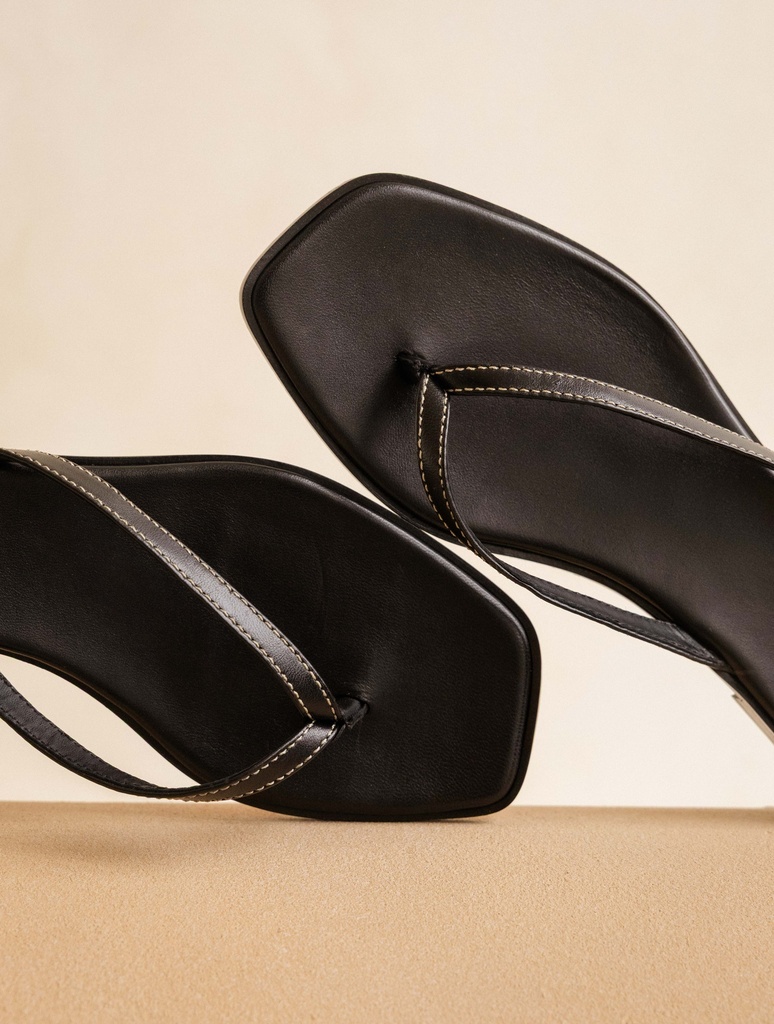 Women's burgundy leather thong sandals | Sol Garnet | Bobbies