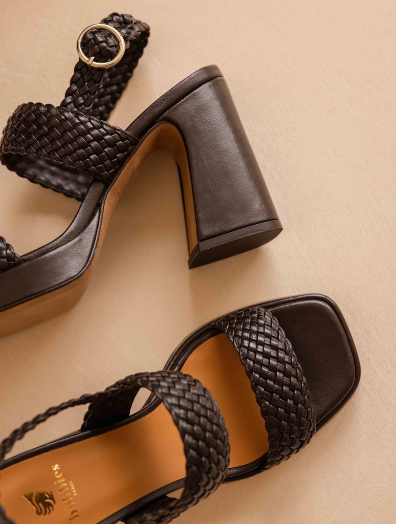 Women's beige woven suede platform sandals | Sophie Savannah | Bobbies