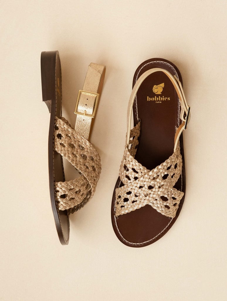 Flat Sandals : Zita - Iridescent Champagne