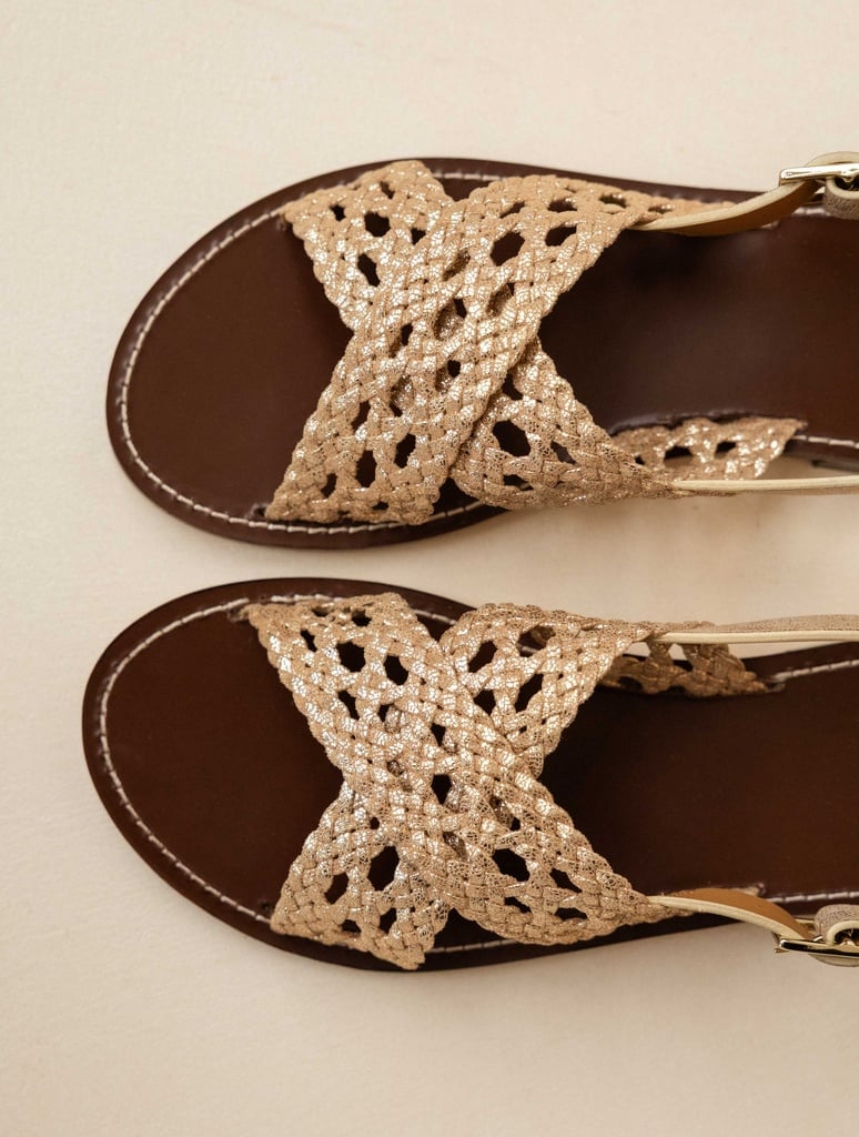 Flat Sandals : Zita - Iridescent Champagne