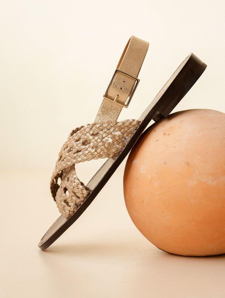 Flat Sandals : Zita - Iridescent Champagne