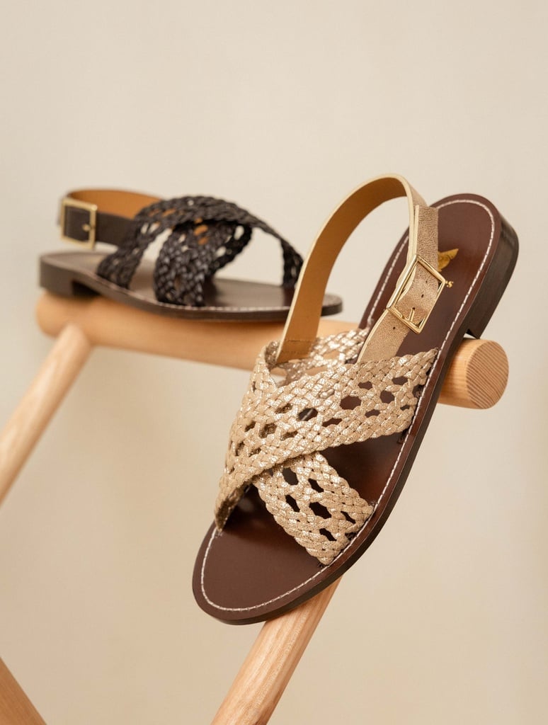 Flat Sandals : Zita - Iridescent Champagne