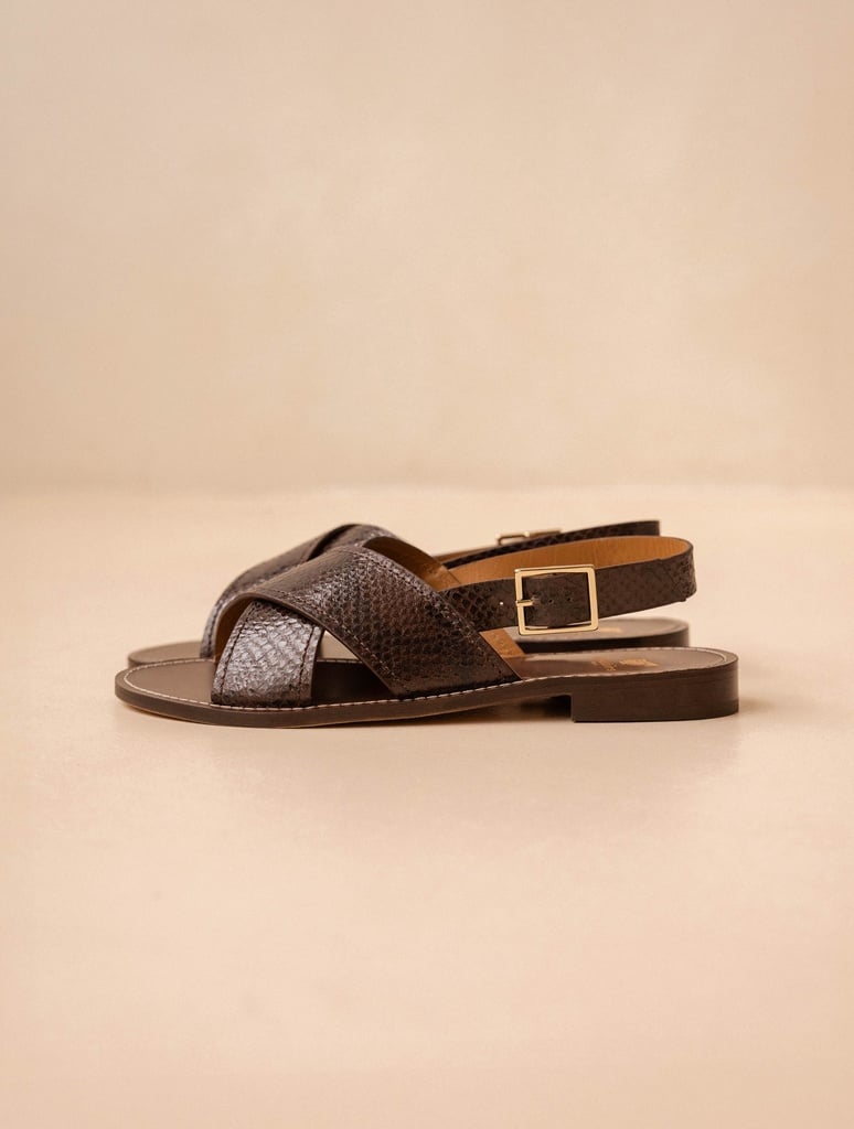 Flat Sandals : Zita - Cobra Brown