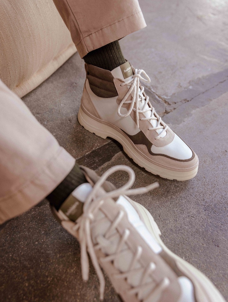 Baskets : Temuco - Blanc Cassé & Kaki Cendré