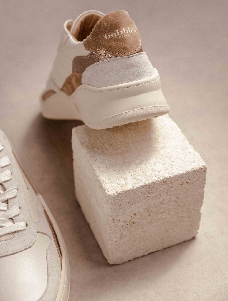 Sneakers : Beverly - Blanc Cassé - Bronze Cosmique - Taupe