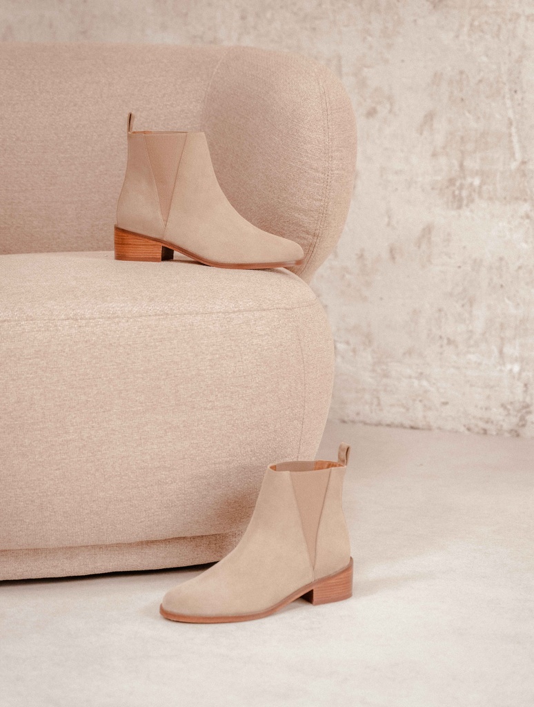 Botas Planas : Camden - Taupe Mohair