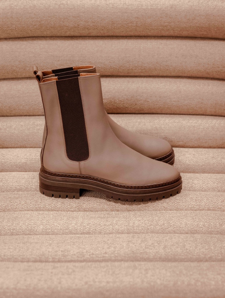 Flache Stiefel : Clover - Taupe Cendré