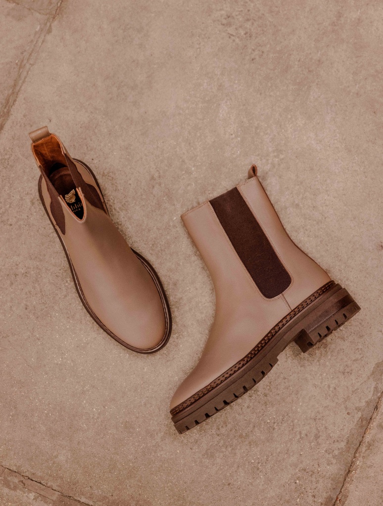 Flache Stiefel : Clover - Taupe Cendré