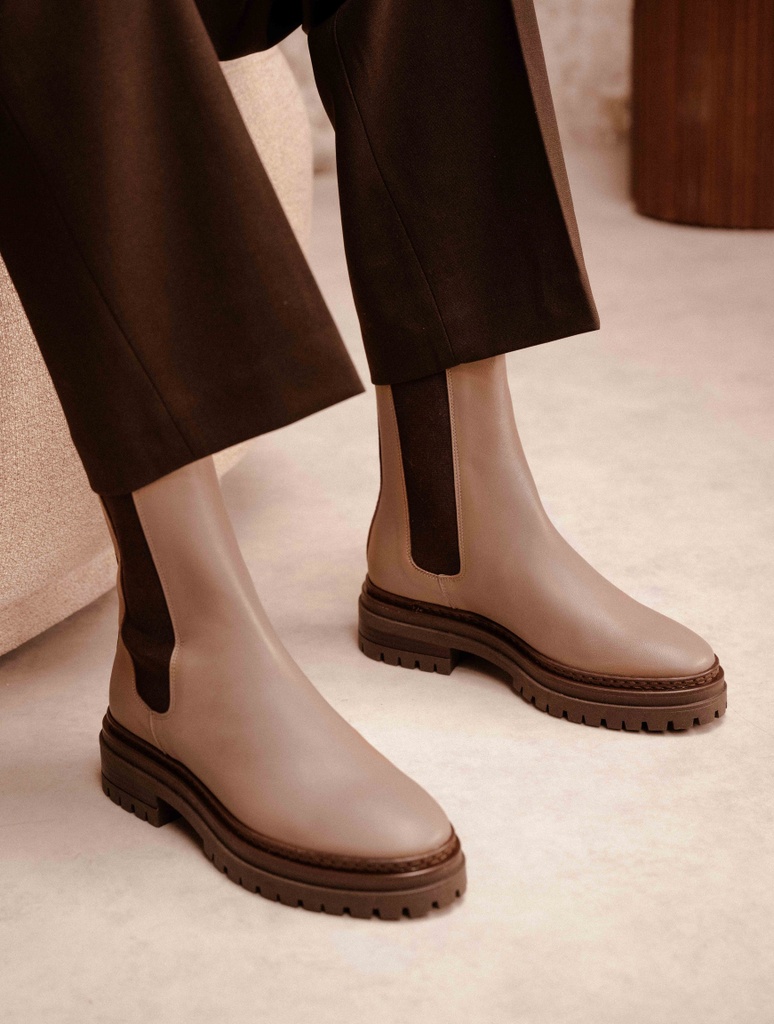 Flache Stiefel : Clover - Taupe Cendré