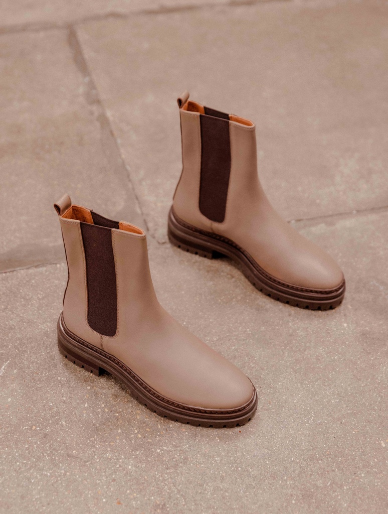 Flache Stiefel : Clover - Taupe Cendré