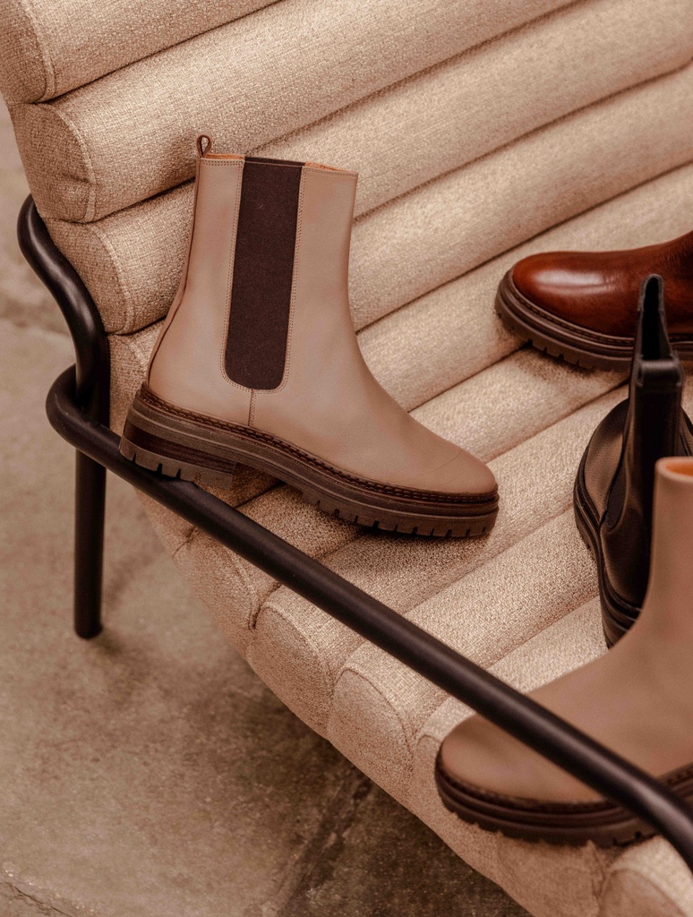 Flache Stiefel : Clover - Taupe Cendré