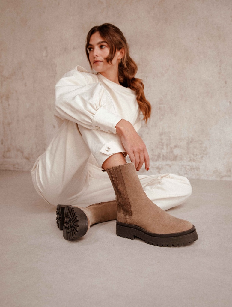 Flache Stiefel : Saori - Taupe Fuji