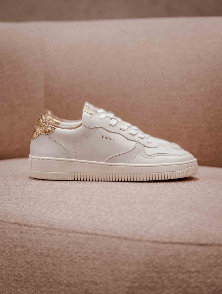 Sneakers : Scott - Blanc Cassé & Gold