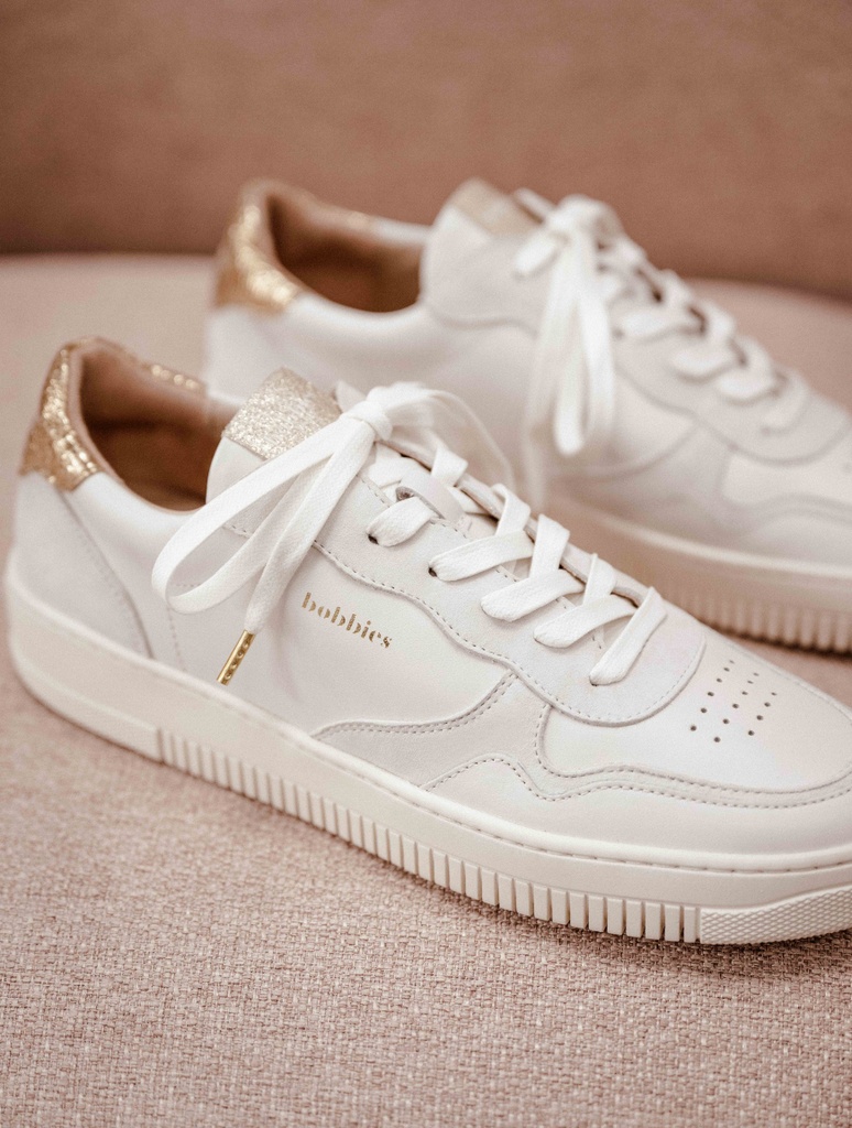 Sneakers : Scott - Blanc Cassé & Gold