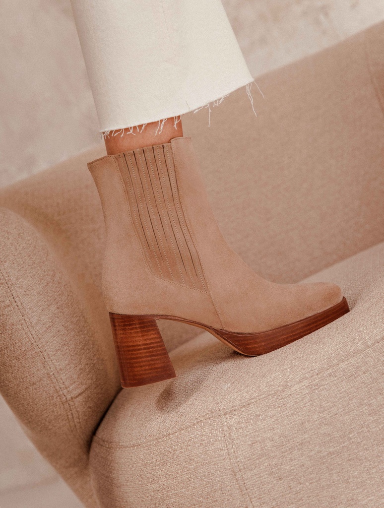 High-Heels Stiefel : Solveig - Taupe Mohair