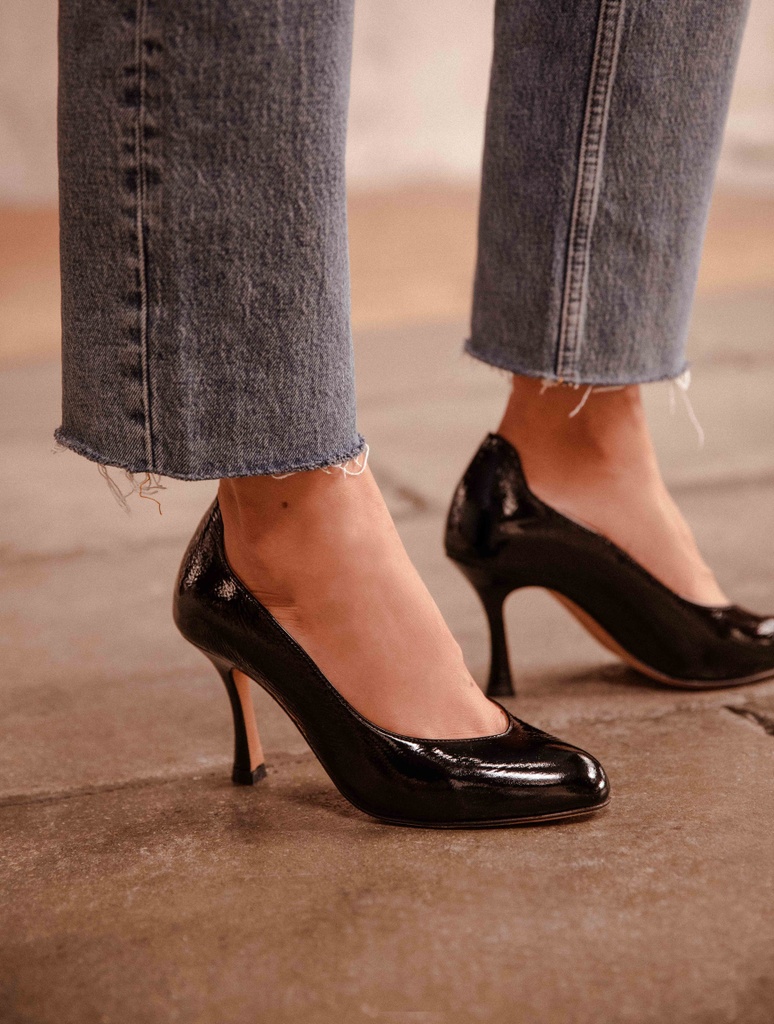 Heeled Sandals : Soledad - Black Vinyl