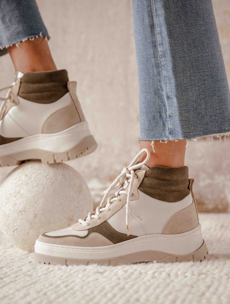 Zapatillas : Tomi - Blanc Cassé & Kaki Cendré