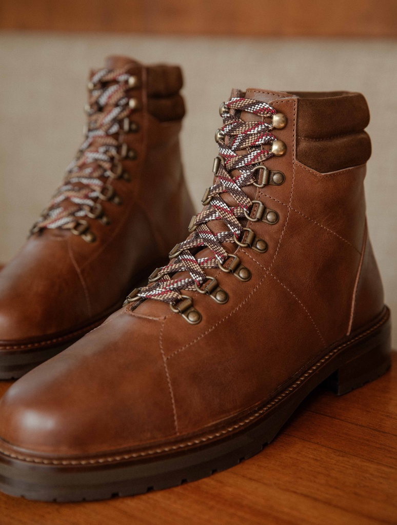 Aspen Kodiak - Mountain hiking boots in brown vintage leather with commando  rubber outsole