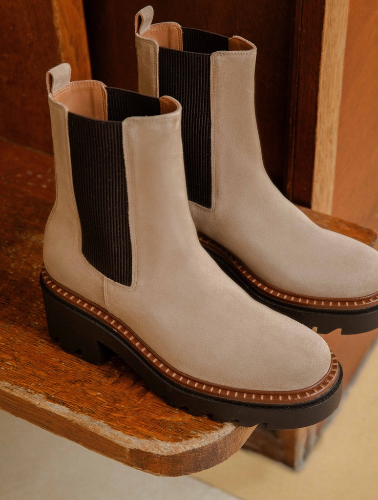 Flat Boots : Cameron - Mohair Taupe