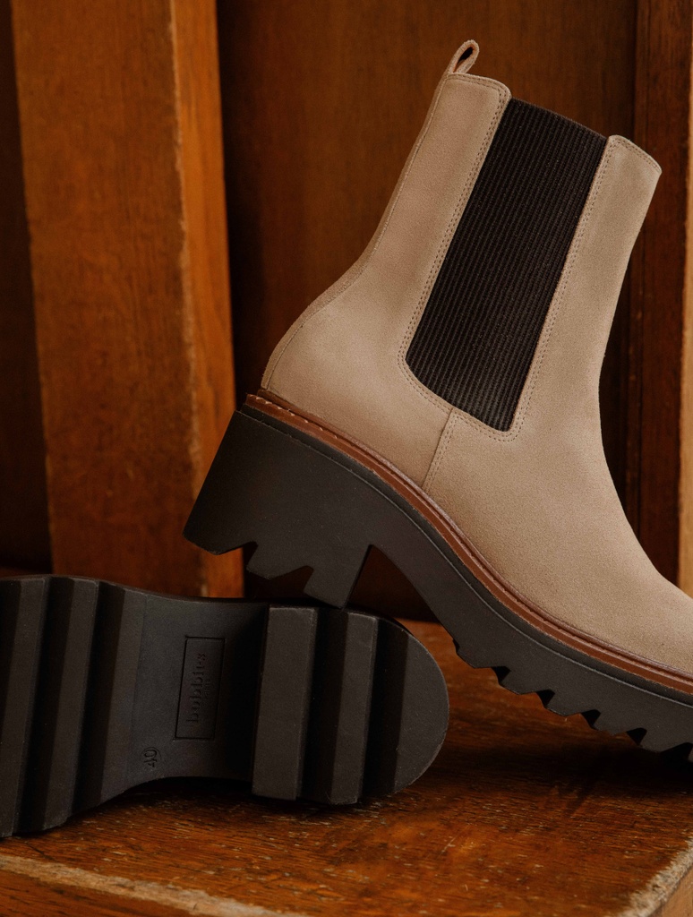 Flat Boots : Cameron - Mohair Taupe