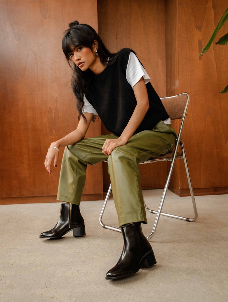 Flache Stiefel : Léa - Siyah Black