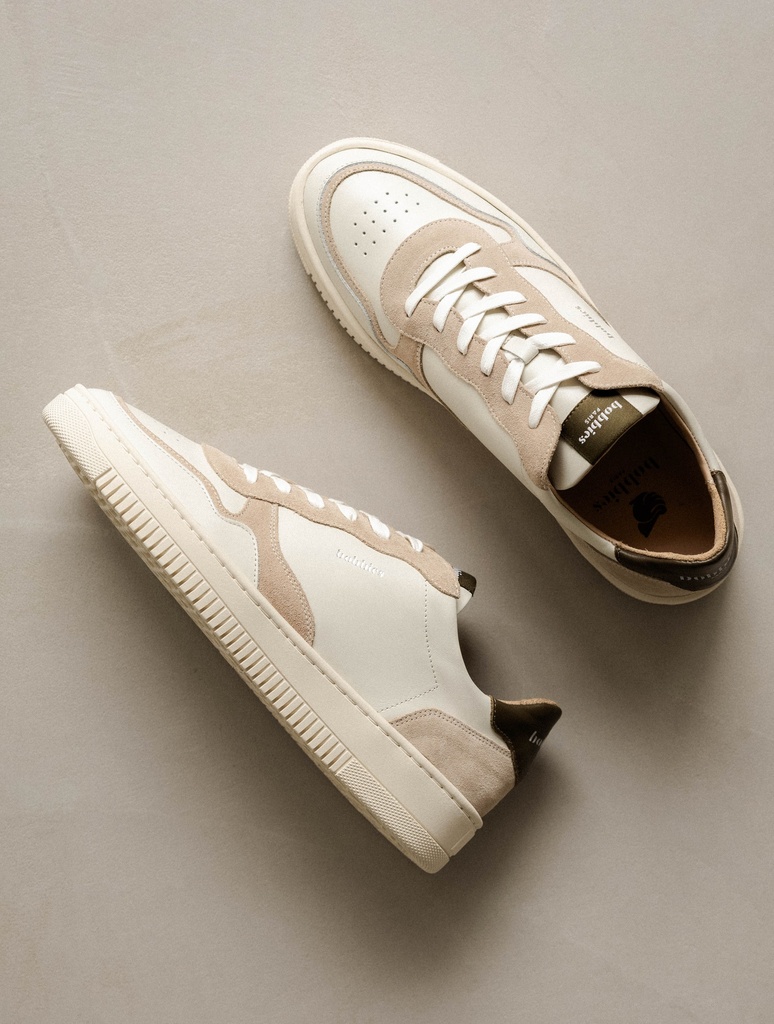 Baskets : Travis - Off White & Khaki Tartufo