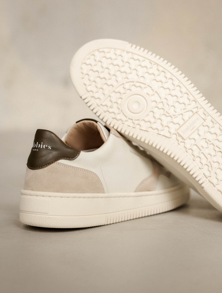 Baskets : Travis - Off White & Khaki Tartufo