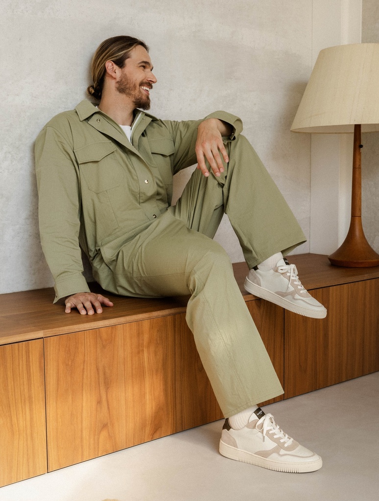 Baskets : Travis - Off White & Khaki Tartufo