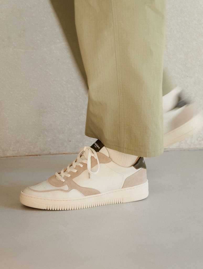 Baskets : Travis - Off White & Khaki Tartufo