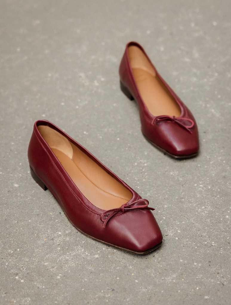 Chaussures Plates Jack Rogers Lucie En Daim Bordeaux - Taille 7 - Nœud Festonné