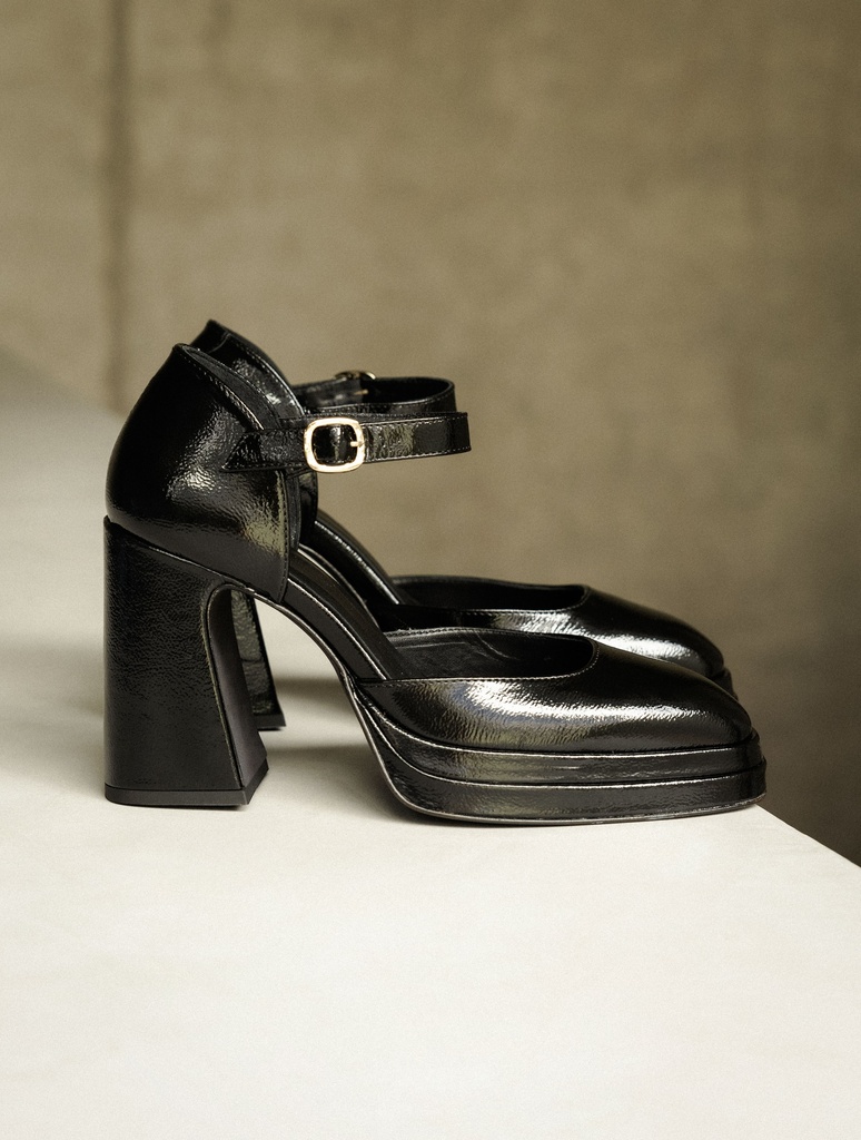 NEO BLACK HIGH HEEL PLATFORM 細かい SANDALS 2XL 