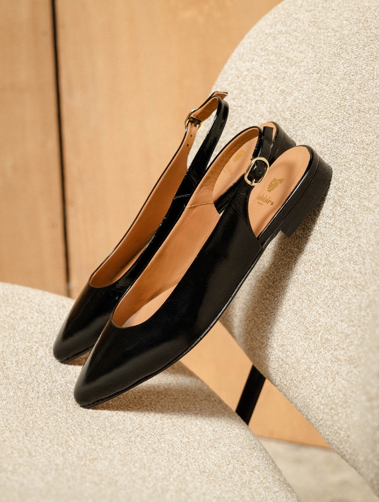 Ballet Flats : Paige - Black Vinyl