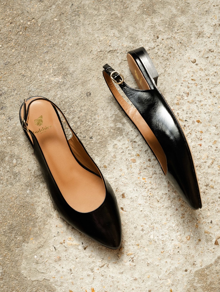 Ballet Flats : Paige - Black Vinyl