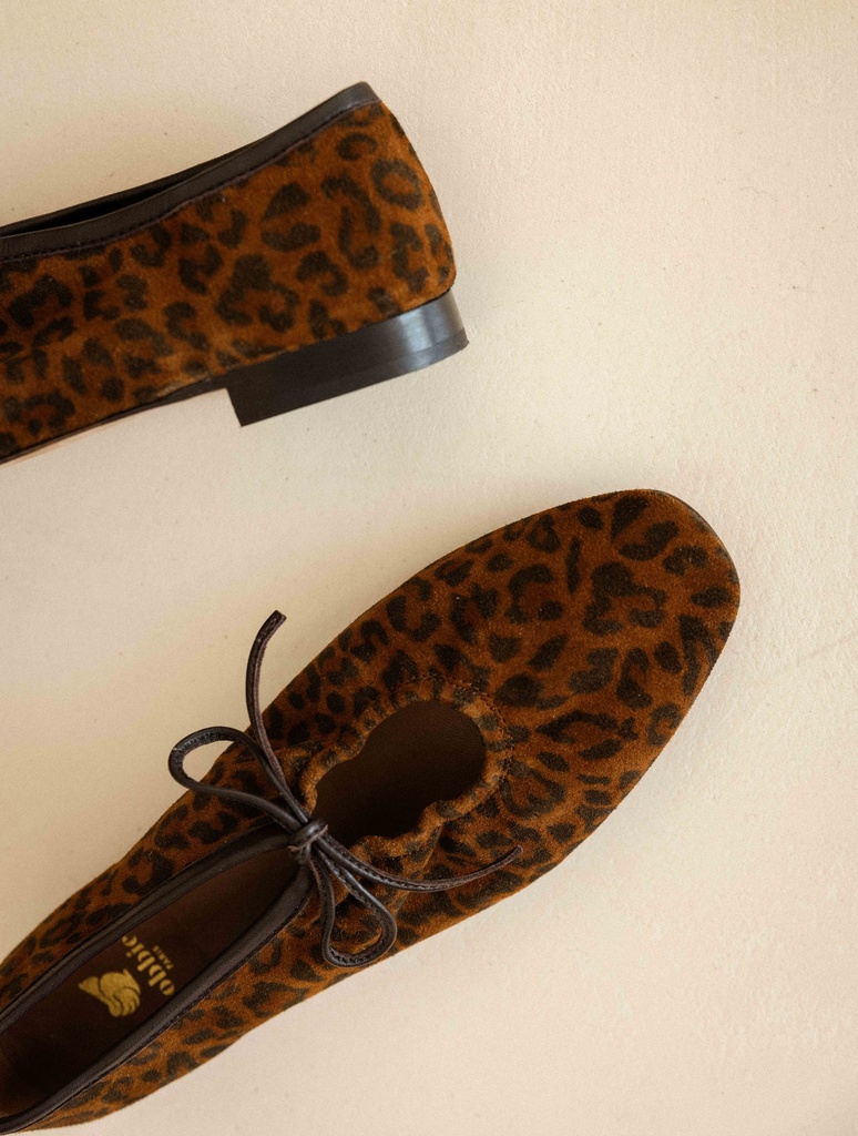 Women's leopard print suede lace-up ballerinas | Faye Wild Leo