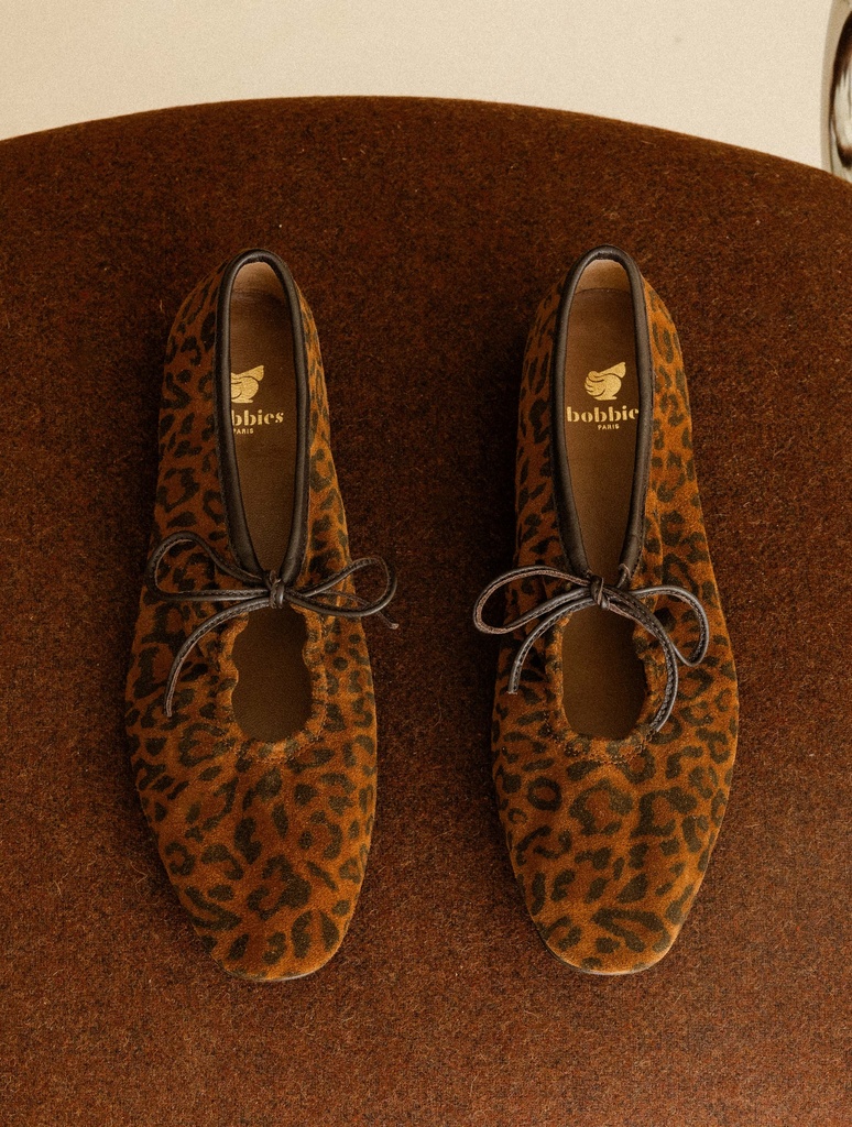 Women's leopard print suede lace-up ballerinas | Faye Wild Leo