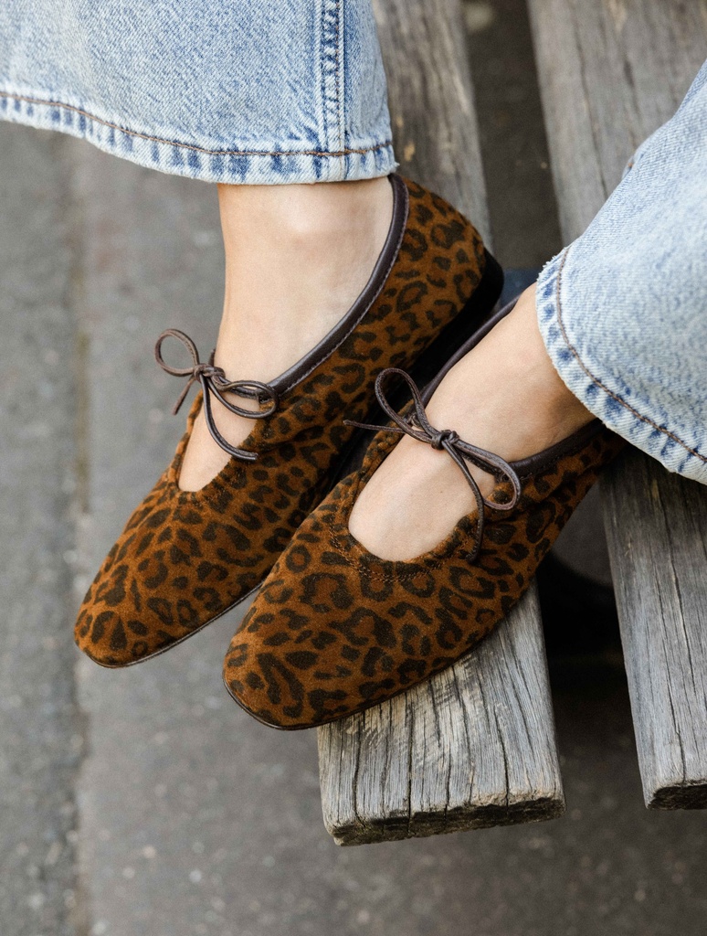 Women's leopard print suede lace-up ballerinas | Faye Wild Leo