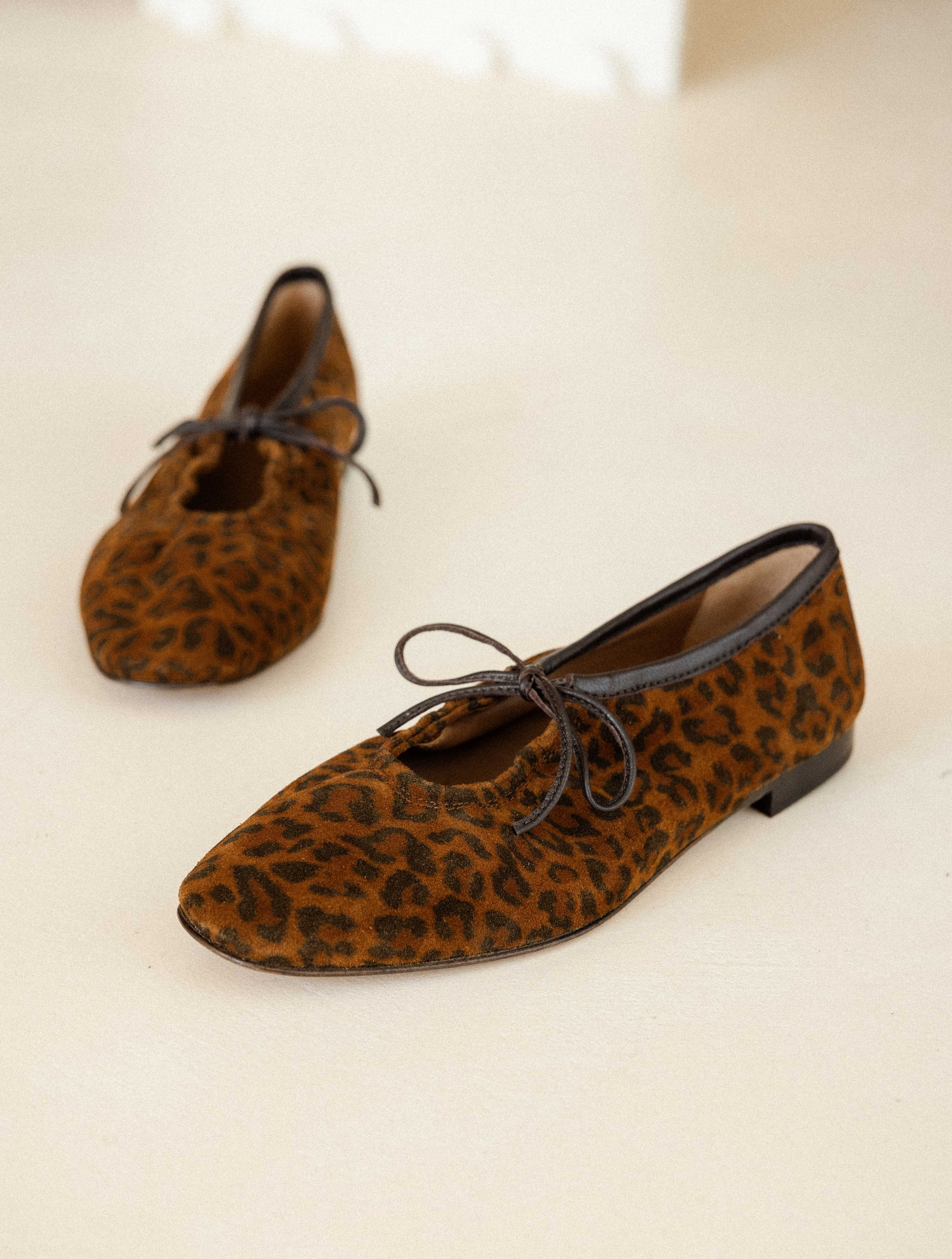 Women's leopard print suede lace-up ballerinas | Faye Wild Leo