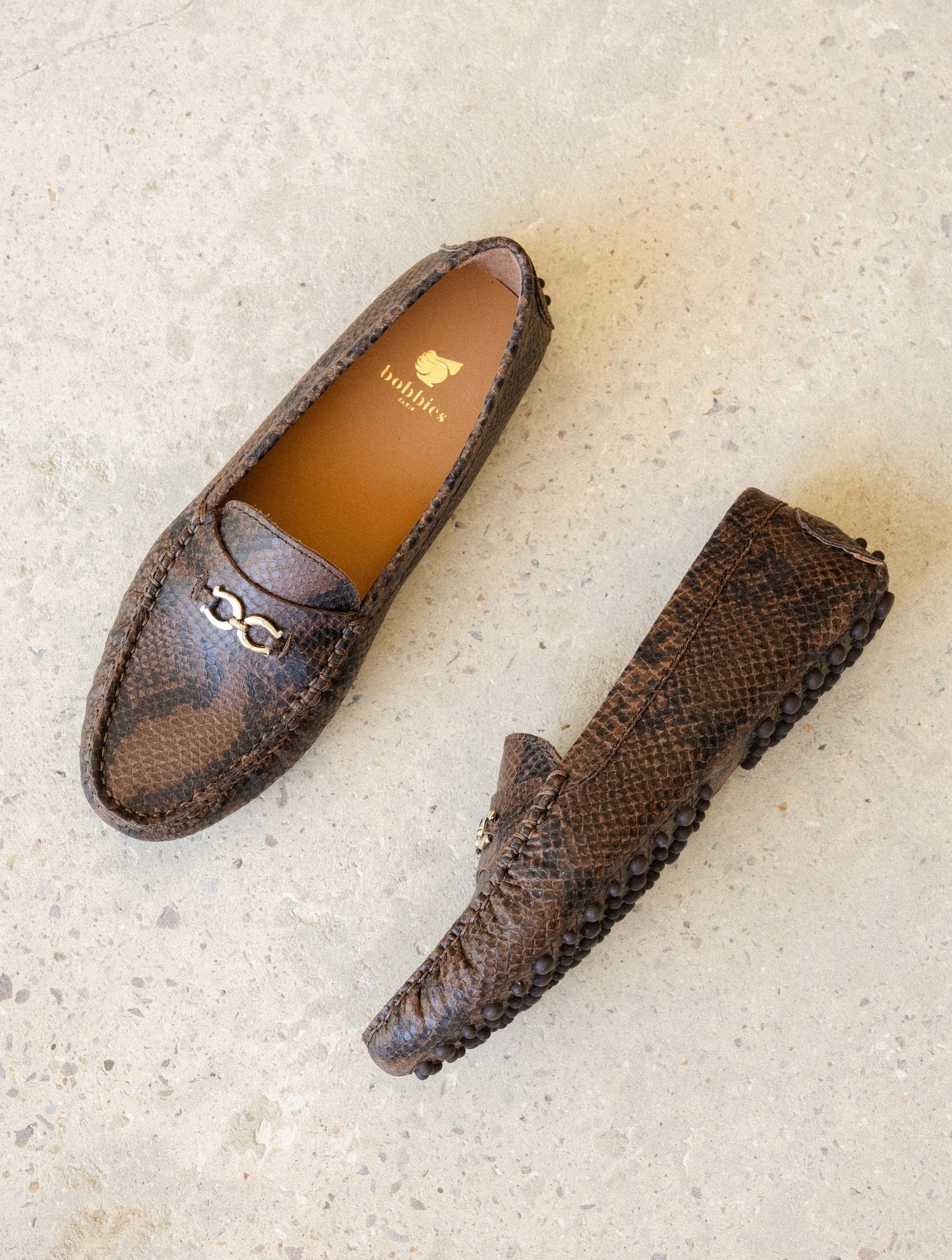 Women's studded horsebit leather loafers snakeskin | Nohlie Cobra