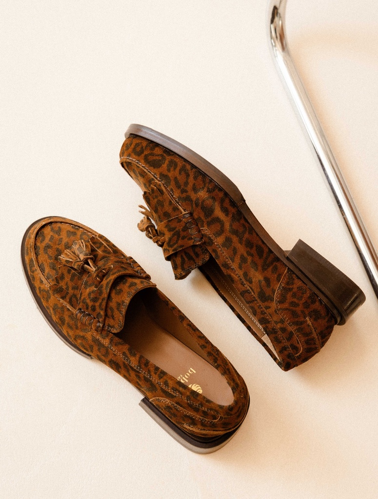 Women's fringe tassel bi colour leather loafers | Tammy Wild Leo