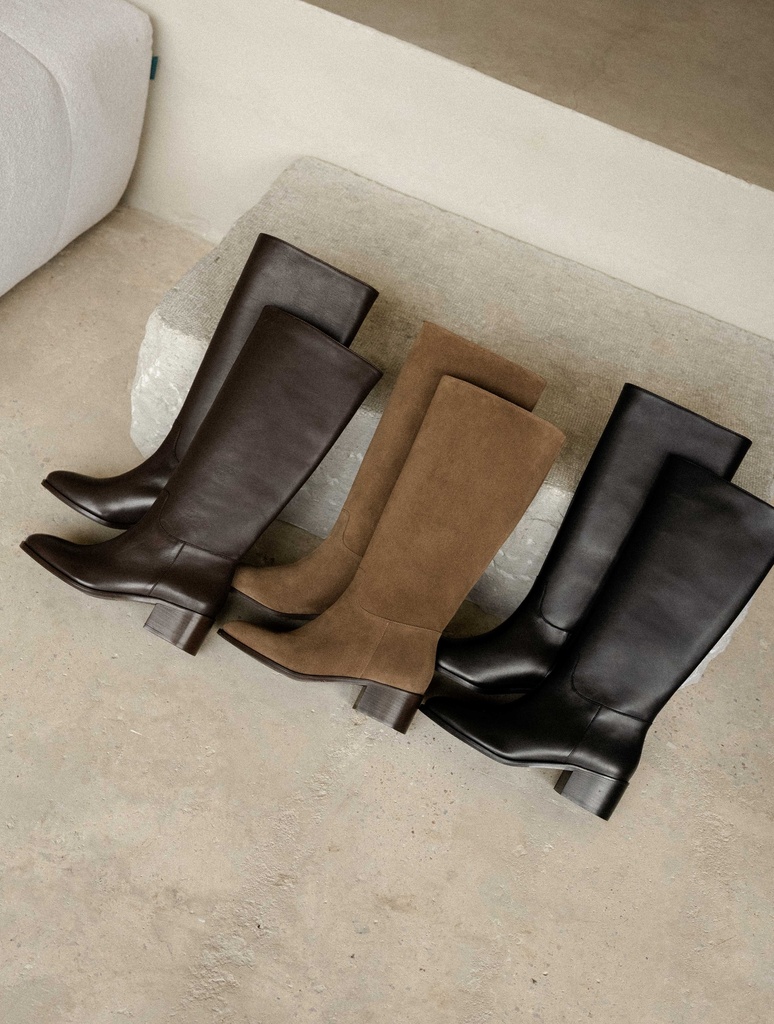Women's mid heel leather boots brown | Zohra Ristretto | Bobbies